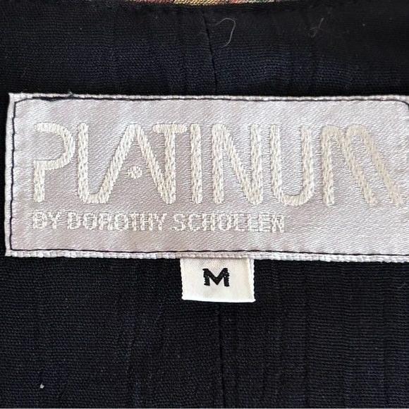 PLATINUM DOROTHY SCHOLENE Vintage Black Floral Relaxed Boho Open Crop Jacket M - Picture 7 of 10